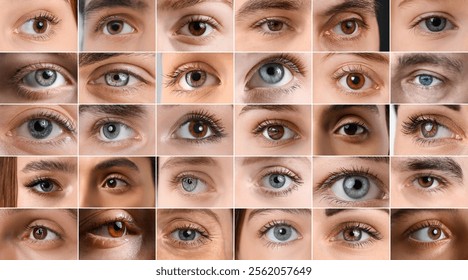 Set of human faces, closeup view