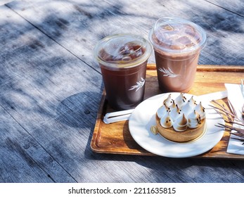 a set of ice coffee and halloween pie - Shutterstock ID 2211635815