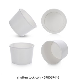 set of  ice cream paper cups on white background
