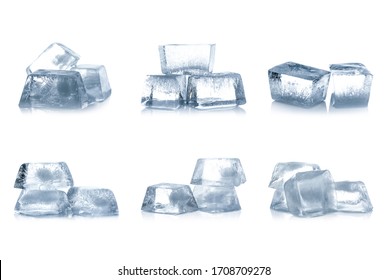 Set of ice cubes on white background