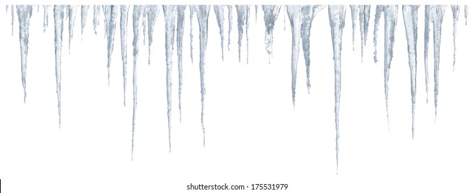 Set of icicles on white background