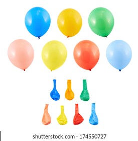 Set Of Inflated And Deflated Balloons