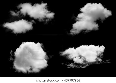 Set of isolated clouds on black background. - Shutterstock ID 437797936