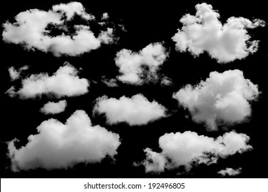 Set Isolated Clouds Over Black Design Stock Photo Edit Now