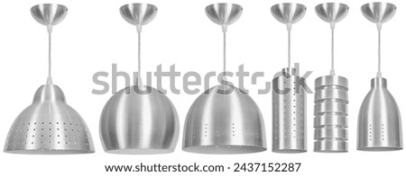 set of isolated suspended ceiling lamp, made of painted aluminum