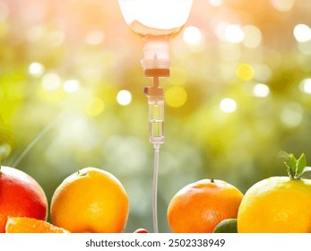 Set iv drip and fruit vitamin c treatments.medical use treatment supplements insufficiency vitamin and minerals low in medicinal concept.