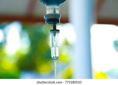 Set iv fluid intravenous drop saline drip hospital room,Medical Concept,treatment emergency and injection drug infusion care chemotherapy, concept.blue light background 