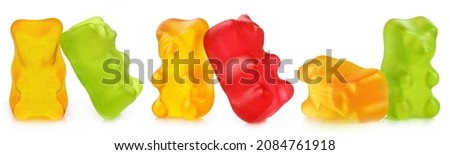 Set of jelly gummy bears, isolated on white background