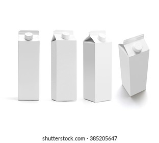 set of juice boxes. Retail package mockup set - Shutterstock ID 385205647