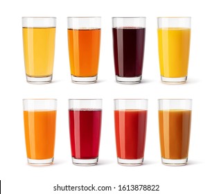 Set Of Juice Glass On A White Background