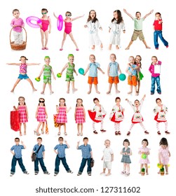 Set Of Kids Isolated On A White Background