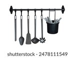 set of kitchen utensils isolated on a white background