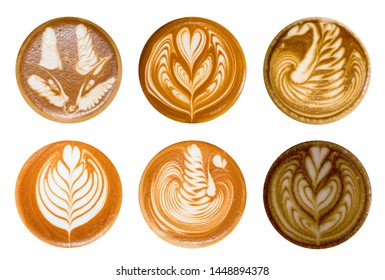 Set Latte Art ,fox, heart shape,Liver Bird latte art, coffee isolated on white background - Shutterstock ID 1448894378