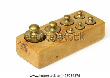 A set of lead weights isolated on whtie background