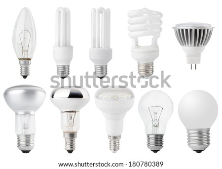Set of Light bulbs isolated on white
