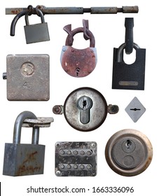 set of locks and keyholes