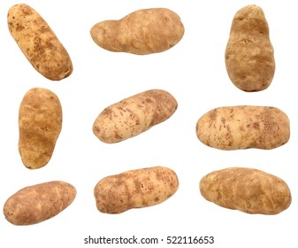 set of long russet potatoes isolated - Shutterstock ID 522116653