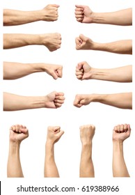 Set of male's fist isolated on white background - Shutterstock ID 619388966