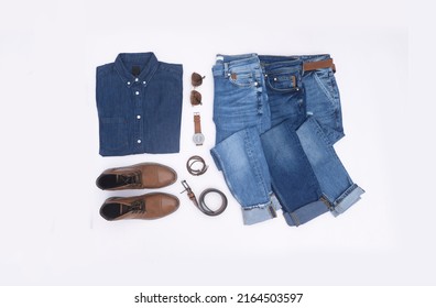 Set Man Clothing Accessories On White Stock Photo 2164503597 | Shutterstock