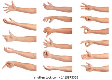 Set of man hand isolated on white background. - Shutterstock ID 1415973338