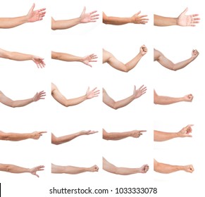 Set of man hands isolated on white background - Shutterstock ID 1033333078