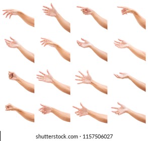 Set Of Man Hands Isolated On White Background