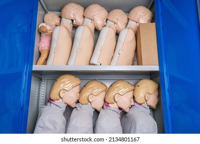Set of Manikins, mannequins for CPR first aid of basic life support training
