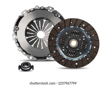 Set of manual transmission clutch repair kit parts isolated, on white background. - Shutterstock ID 2237967799