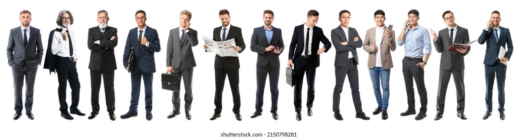 Set Of Many Businessmen Isolated On White