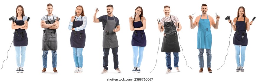 Set of many hairdressers on white background - Powered by Shutterstock