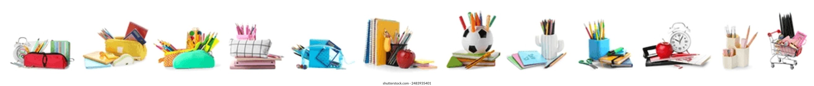 Set of many school supplies on white background - Powered by Shutterstock