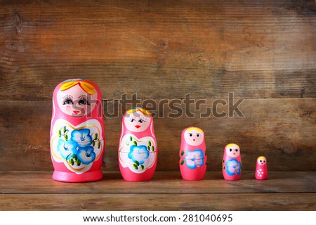 set of matrioshka dolls. retro filter