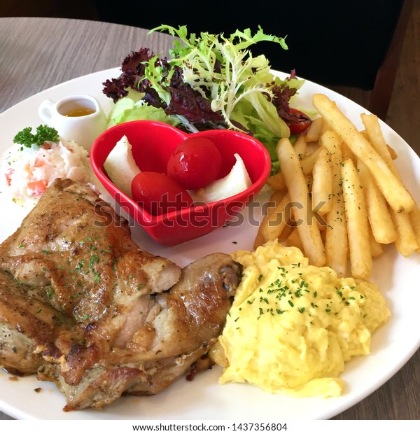 Set Meal Has Grilled Chicken Chop Stock Photo Edit Now 1437356804