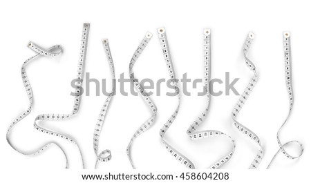 Set of measuring tapes isolated on white background