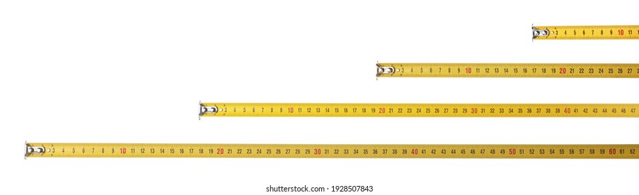 Set with measuring tapes on white background, banner design