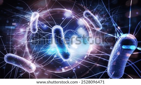 Set of medical icons microscopic blue bacteria
