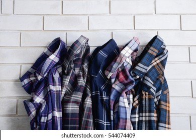 Set of Men's different sleeved plaid cotton - Powered by Shutterstock