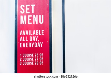 Set Menu All Day Everyday Sign Outside Restaurant