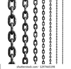 Set of metal chain, isolated on white background