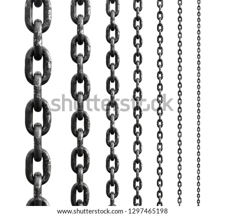 Set of metal chain, isolated on white background