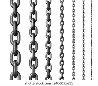 A set of metal chains isolated on a white background