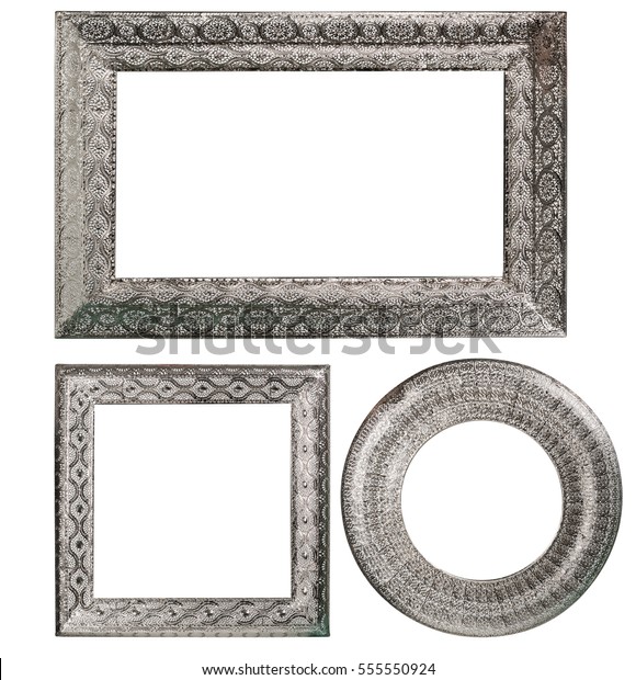 Set Metal Frames Isolated On White Stock Photo Edit Now 555550924