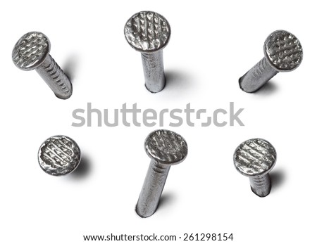 set of metal nail head isolated on white background