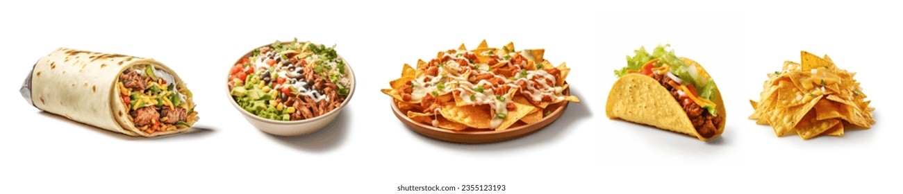 a set of mexican food isolated in white background