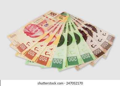 Set Of Mexican Peso Bills.