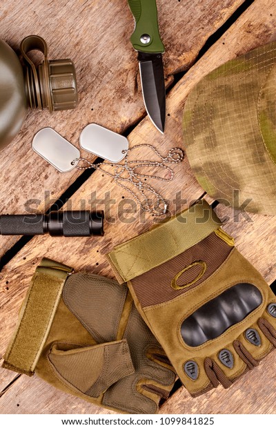 Set Military Accessories Flat Lay Set Stock Photo Edit Now