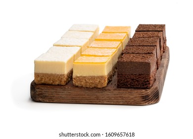 Set Of  Mini Cheesecake Bites Isolated On White 