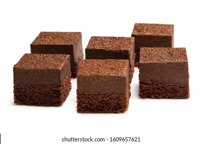 Set Of  Mini Chocolate Cheesecake Bites Isolated On White 