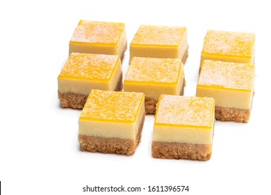 Set Of  Mini Lemon Cheesecake Bites Isolated On White 