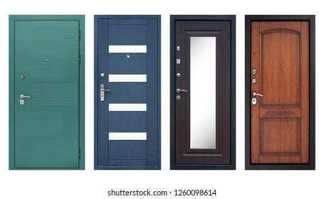 Set Of Models Of Entrance Metal Doors (isolated)